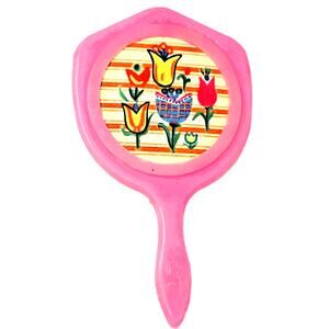 4 1/2" Vintage Round Bakelite Mini Doll Mirror